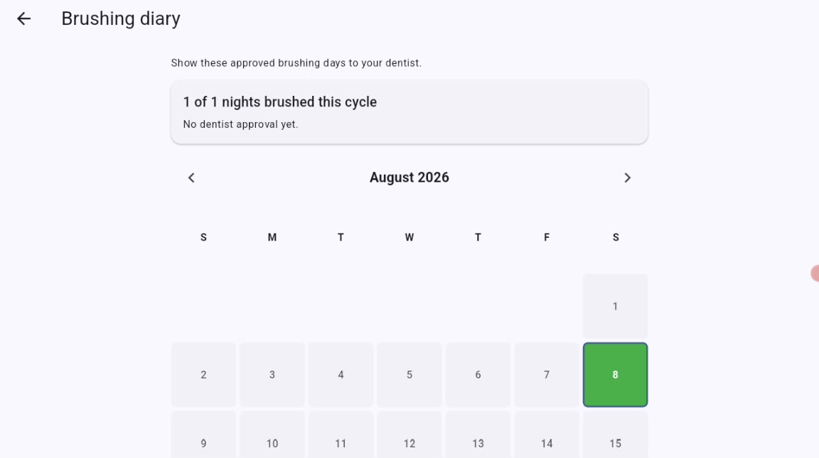 The brushing diary a parent brings to the appointment