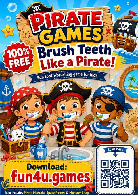 Pirate Games poster en with QR code